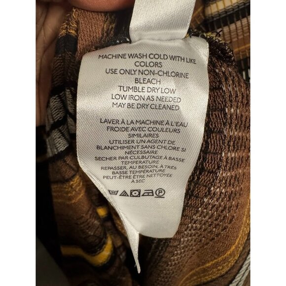 NWT Anthropologie Dress Womens Size XL Brown Striped Deep V-neck Long Faux Wrap - Picture 8 of 9